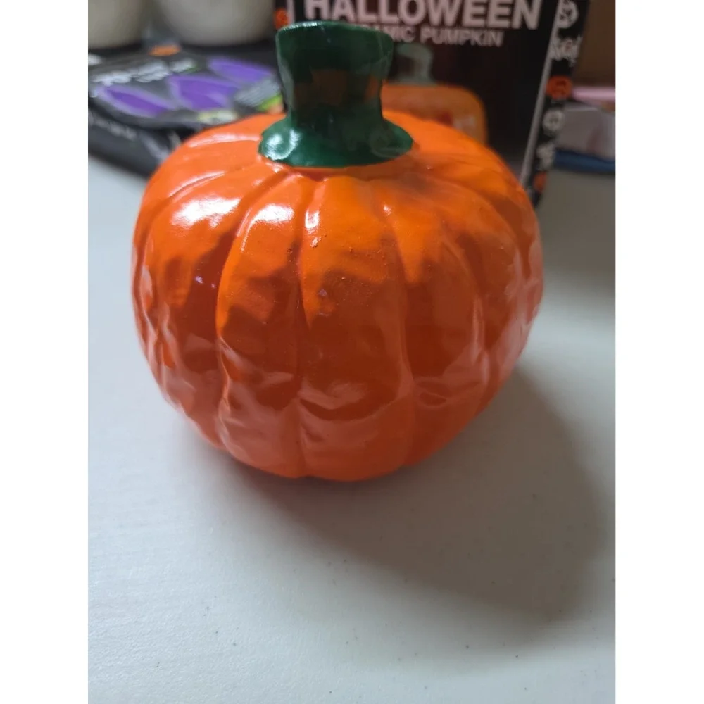 Vintage Halloween Pumpkin Earthenware Jack O' Lantern Ceramic Candle Cover